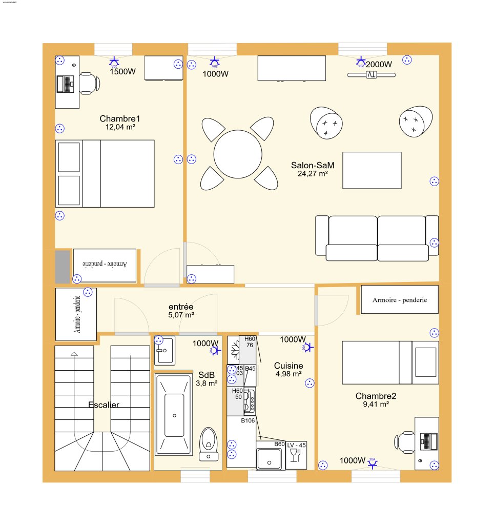 Appartement Jules Ferry 2nd étage 2 chambres Dieppe : 1